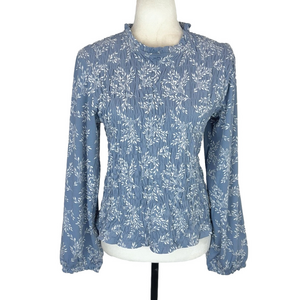 Jules & Leopold blue floral smocked blouse